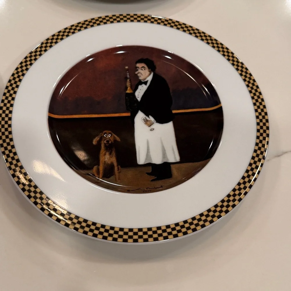 Guy Buffet Waiter Suite Porcelain Dinner Plates (4)